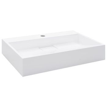 Lavabo De Baño Moderno | Lavabo 60x38x11 Cm Resina Mineral/mármol Blanco