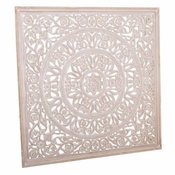 Panel De Madera Artesanal Blanco 120x120x2,5