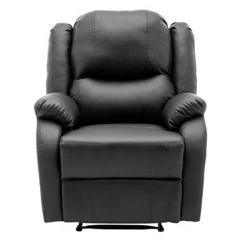 Sillón Relax Reclinable Manual De Piel Sintética Con Bolsillo Lateral - Negro