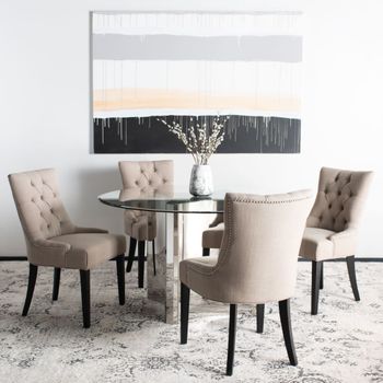 Set de 2 sillas de comedor en abedul/lino, arena
