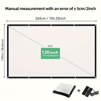 Pantalla de proyector portátil 16:9, proyección blanca plegable y gris, cine en casa, teatro interior y exterior, 4K HD 1080P para HY300