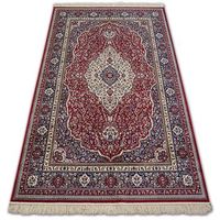 alfombra de jacquard windsor 12808 roseton franjas tradicional rojo 160x230 cm