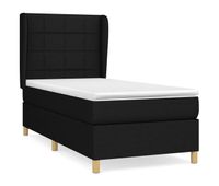 cama box spring con colchon tela negro 90x200 cm bloques con cuadros