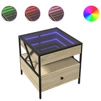 mesa de cafe - mesa de centro con infinity led roble sonoma 50x50x51 cm