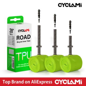 Cámara de Aire para Bicicleta CYCLAMI, Manguera de TPU Ultraligera, Válvula Presta de Metal, Accesorios para Bicicleta Desmontables para Carretera 700C 700 18 23 25 28 30 32 C