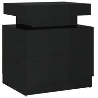 mesita de noche de aglomerado negro brillante 45x35x52 cm