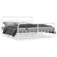 cama doble  cama para adultos  estructura cama metal con cabecero y estribo blanco 200x200 cm