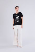 camiseta con aplicaciones de flores black m