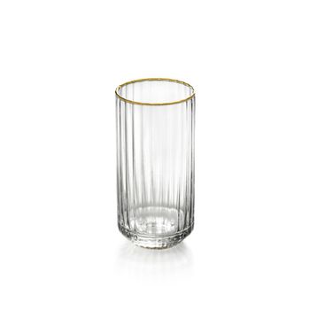 Vaso de vidrio en marrón y dorado 6,7x6,7x14 cm