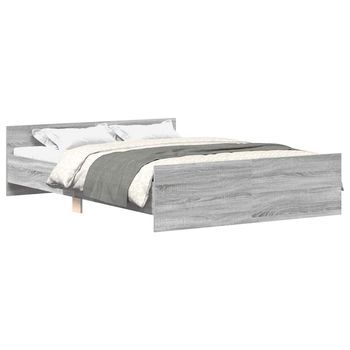 Cama De Matrimonio | Cama De Adulto | Estructura De Cama Con Cabecero Piecero Gris Sonoma 120x190 Cm