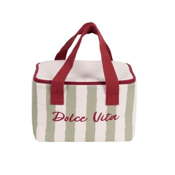 Bolsa porta alimentos de lino verde, blanco y marrón