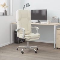 sillon  silla de oficina reclinable masaje cuero sintetico color crema cfw2958371