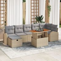 conjunto de sofa de jardin de 8 piezas con cojines beige ratan polito v1793 unico  beige