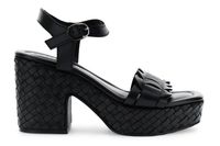 sandalias gilda de piel con cuna tejida black 40