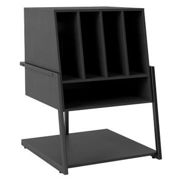 Costway Mueble para Tocadiscos Estante de Vinilos con Patas Ajustables Negro Madera para Salón
