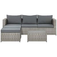 conjunto de salon 5 plazas de ratan gris izquierdo sintetico cojines mesa sabbia
