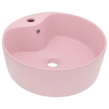 Lavabo De Baño Moderno | Lavabo Lujo Con Rebosadero Cerámica Rosa Mate 36x13 Cm