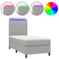 estructura de cama led con cabecero con somier colchon 90x190cm tela gris claro tdl0209480