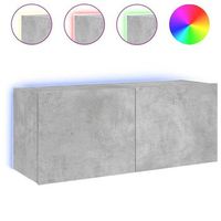 mueble de tv de pared con luces led gris hormigon 100x35x41 cm vidaxl