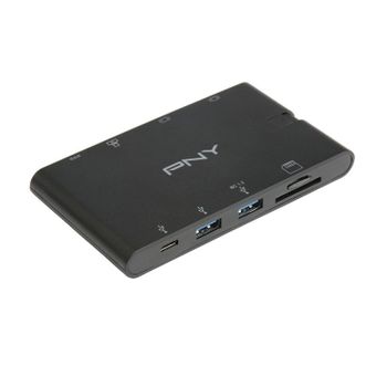 PNY A-2UF-2TC-K01-RB Mini Dock Portátil USB-C a HDMI/VGA/RJ-45/2x USB-A 3.1/2x USB-C PD 100W