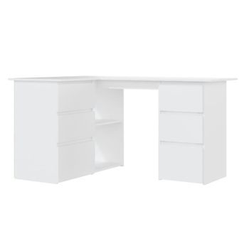 Escritorio de esquina madera contrachapada blanco 145x100x76 cm