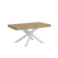 mesa extensible volantis premium 160264x90 cm roble natural patas blancas