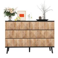 aparador - mueble para salon - mdf y tablero de particulas - negro y madera 120x40x85cm