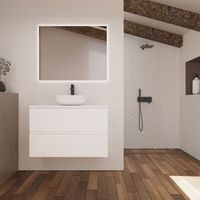 conjunto de bano kaji  100 cm blanco  dos cajones  lavabo sobre encimera  mueble montado  no incluye espejo  alday