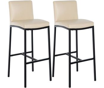 Juego de 2 taburetes de bar freeport simil cuero crema 47x43x109 cm