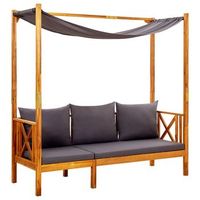 banco de jardin  banco de exterior  silla de jardin con toldo y reposapies madera de acacia maciza