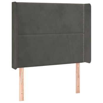 Cabecero Cama Mueble De Dormitorio Con Led De Terciopelo Oscuro 93 X 16 X 118/128 Cm Gris M02_0008930