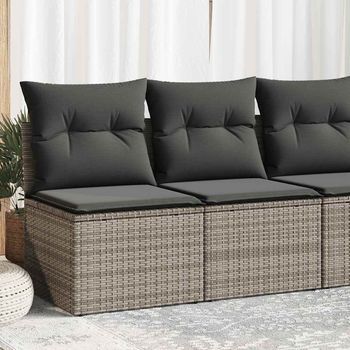 Set Sofás Jardín Y Cojines 2 Uds | Juego De Muebles De Jardín Ratán Sintético Acacia Gris Cfw83784