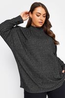 yours jersey acanalado gris antracita cuello perkins mujer curvy y tallas grandes yours