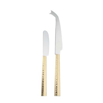 Cuchillos para queso martillados dorados - lote de 2