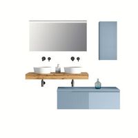 composicion bano de lavabo doble de 7 piezas venere roble  azul tiffany en mdf