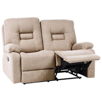 Sillón Reclinable De Poliéster Beige Reposapiés Respaldo Bergen