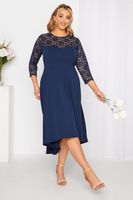 yours london vestido azul marino encaje escote corazon mujer curvy y tallas grandes yours london