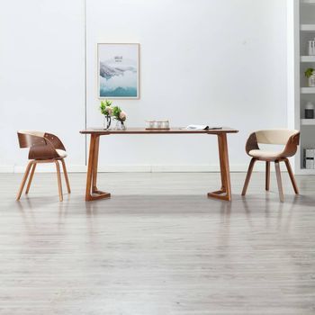 2 Uds Sillas De Comedor | Silla De Mesa | Silla De Cocina Madera Curvada Y Cuero Sintético Crema Cfw660869