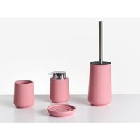 conjunto de 4 accesorios de bano jabonera dispensador de jabon escobilla para el inodoro vaso rosa suches