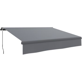 Outsunny Toldo Manual Retráctil para Jardín con Manivela Protección UV Estructura de Metal y Aluminio 295x200 cm Gris