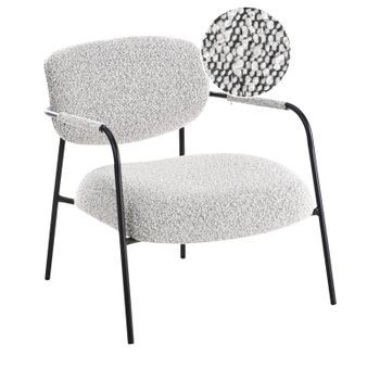 Sillón Auxiliar Decorativo Tapizado Con Estructura Metálica Asiento Moderno Negro/blanco Ausvika