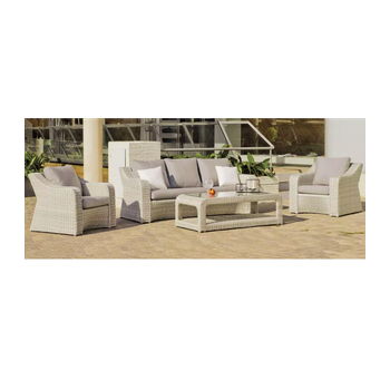 Conjunto De Jardín Con Sofá 3 Plazas, Sillones Y Mesa Central
