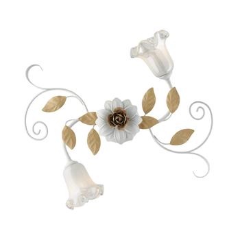 Lámpara De Techo De Hierro Lacado Blanco Shabby 2 Luces H.17 Ø52 Bl274-pl2-bco