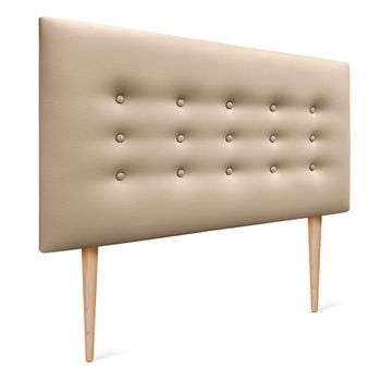 Dhome Cabecero De Polipiel Con 3 Hileras De Botones Y Patas Cabezal Tapizado Cama Lujo (champán, 90cm)