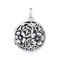 relicario floral de plata 925 grabable