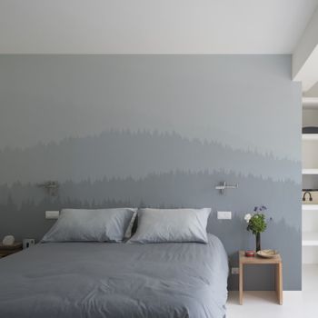 Papel pintado panorámico montañas bajas, gris 255 x 250cm