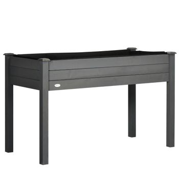 Outsunny Huerto Urbano Elevado de Madera 122,5x56,5x76 cm con Tela no Tejida para Cultivos Plantas Flores Gris Oscuro