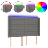 cabecero cama  panel de cabecera con led de tela gris oscuro 147x16x118128 cm