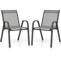 costway juego de 24 sillas de jardin apilables de comedor tejido transpirable estructura resistente para exterior patio playa 55 x 67 x 83 cm