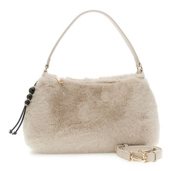 bolso de hombro de suave pelo sintético ivory